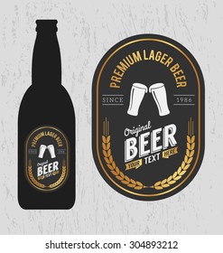 Premium gold and black beer label and mock up design.Vector illustration