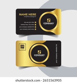 Premium Gold and Black Business Card with Rounded Elements