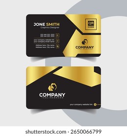 Premium Gold and Black Diagonal Business Card Template for Executives