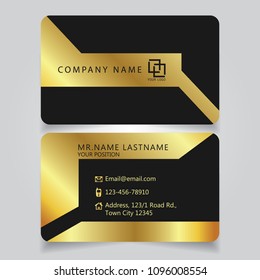 Premium Gold Black name card and business card with creative design horizontal curve corner standard size vector illustration template