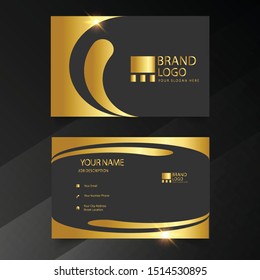 Premium Gold Black name card and business card with with creative design standard size vector illustration template.