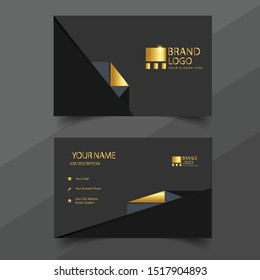 Premium Gold Black name card and business card with creative design standard size vector illustration template. 