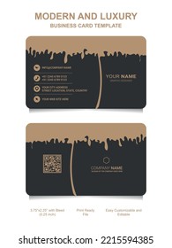 Premium Gold Black name card and luxury horizontal business card template. Vector visiting card.