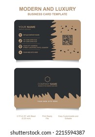Premium Gold Black name card and luxury horizontal business card template. Vector visiting card.