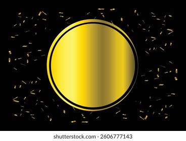 Premium gold border with confetti vector. Luxury golden frame with space for your text.