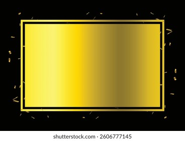 Premium gold border with confetti vector. Luxury golden frame with space for your text.