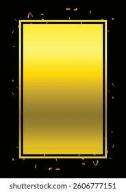 Premium gold border with confetti vector. Luxury golden frame with space for your text.