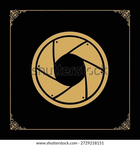 Premium Gold Camera Aperture Icon. Elegant Lens Shutter Vector Symbol for Professional Photography, Cinematography and Creative Media Branding.