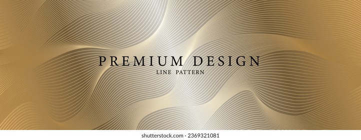 Diseño de cubierta dorada premium con patrón de línea y fondo degradado. Diseño lujoso de fondo dorado, invitación, afiche, folleto, tarjeta de boda, invitación de lujo, banner de negocios, bono de prestigio.