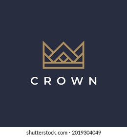 Premium gold crown logo icon design. Royal king symbol. Luxury brand sign. Vector illustration.