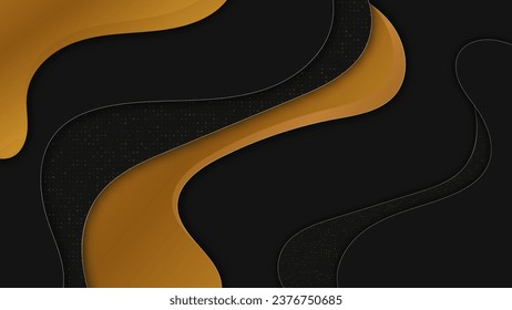 premium gold curve with black background, luxury dynamic wave texture backdrop 