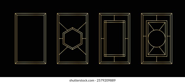 Premium Gold Frames Collection – Ideal for Posters, Certificates and Invitations, Gold geometric border, Photo frame simple design