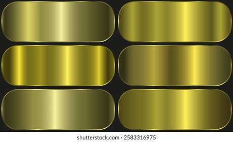Premium gold gradient swatch palette set. golden metal gradient..