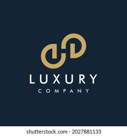 Plantilla de diseño de identidad de logotipo con infinito de oro premium H