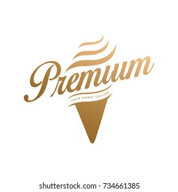Premium Gold Ice Cream Logo, ice cream icon vector, EPS 10, modern unique ice cream