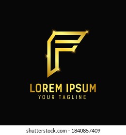 Premium gold letter f logo design with line style for personal identity and business name