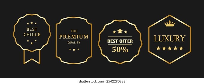 Premium Gold Luxury Badge e Label Collection Vetor EPS para Branding