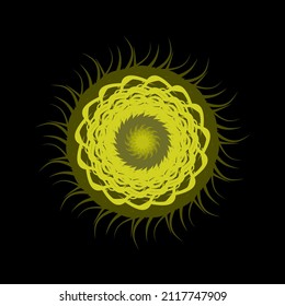 Premium gold mandala circles that glow dimly against a black background