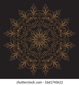 Diseño de diseño de diseño de diseño de vectores de Mandala Gold Premium