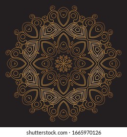 Diseño de diseño de diseño de diseño de vectores de Mandala Gold Premium