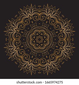 Diseño de diseño de diseño de diseño de vectores de Mandala Gold Premium