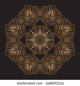Premium Gold Mandala Vektorillustration Art Muster