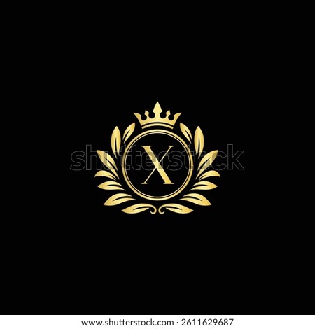 Premium Gold Monogram Letter X Crest Logo in vector
