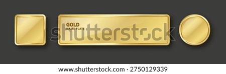 Premium gold plaque featuring ornate frame border. Sophisticated metal nameplate ideal for luxury badges, emblems, or decorative door signs with brilliant shine.