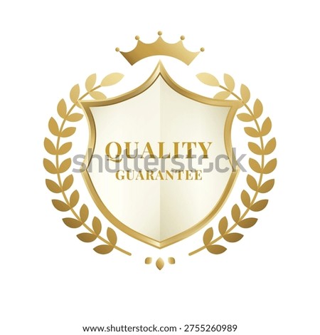 Premium Gold Quality Guarantee Shield Emblem