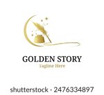 premium gold quill  logo design template 