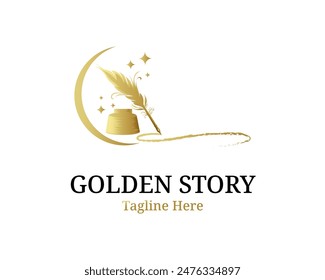 Premium Gold Quill Logo Design Vorlage 