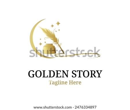 premium gold quill  logo design template 