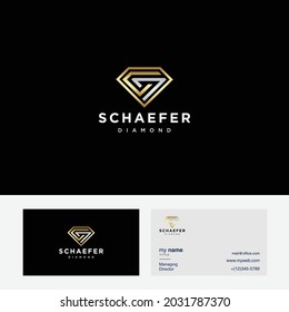 Premium gold Vector S Diamond Logo. Beautiful Logotype design for luxury company branding. Elegant identity