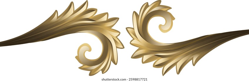 Premium Gold Vintage Baroque Decorative Element.