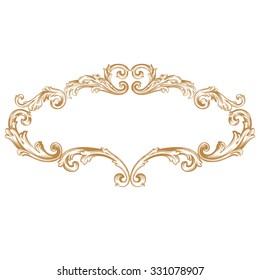 Premium Gold vintage baroque frame scroll ornament engraving border floral retro pattern antique style acanthus foliage swirl decorative design element filigree calligraphy