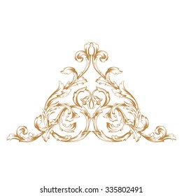 Premium Gold vintage baroque frame scroll ornament engraving border floral retro pattern antique style acanthus foliage swirl decorative design element filigree calligraphy