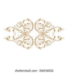 Premium Gold vintage baroque frame scroll ornament engraving border floral retro pattern antique style acanthus foliage swirl decorative design element filigree calligraphy