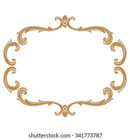 Premium Gold vintage baroque frame scroll ornament engraving border floral retro pattern antique style acanthus foliage swirl decorative design element filigree calligraphy