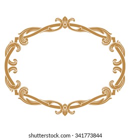Premium Gold vintage baroque frame scroll ornament engraving border floral retro pattern antique style acanthus foliage swirl decorative design element filigree calligraphy