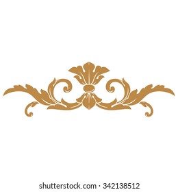 Premium Gold vintage baroque frame scroll ornament engraving border floral retro pattern antique style acanthus foliage swirl decorative design element filigree calligraphy