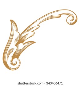 Premium Gold vintage baroque frame scroll ornament engraving border floral retro pattern antique style acanthus foliage swirl decorative design element filigree calligraphy