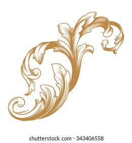 Premium Gold vintage baroque frame scroll ornament engraving border floral retro pattern antique style acanthus foliage swirl decorative design element filigree calligraphy