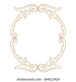 Premium Gold vintage baroque frame scroll ornament engraving border floral retro pattern antique style acanthus foliage swirl decorative design element filigree calligraphy