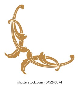 Premium Gold vintage baroque frame scroll ornament engraving border floral retro pattern antique style acanthus foliage swirl decorative design element filigree calligraphy