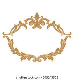 Premium Gold vintage baroque frame scroll ornament engraving border floral retro pattern antique style acanthus foliage swirl decorative design element filigree calligraphy
