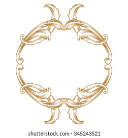 Premium Gold vintage baroque frame scroll ornament engraving border floral retro pattern antique style acanthus foliage swirl decorative design element filigree calligraphy