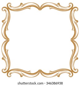 Premium Gold vintage baroque frame scroll ornament engraving border floral retro pattern antique style acanthus foliage swirl decorative design element filigree calligraphy
