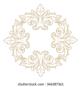 Premium Gold vintage baroque frame scroll ornament engraving border floral retro pattern antique style acanthus foliage swirl decorative design element filigree calligraphy