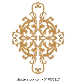 Premium Gold vintage baroque frame scroll ornament engraving border floral retro pattern antique style acanthus foliage swirl decorative design element filigree calligraphy 