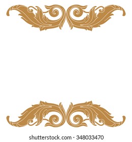 Premium Gold vintage baroque frame scroll ornament engraving border floral retro pattern antique style acanthus foliage swirl decorative design element filigree calligraphy